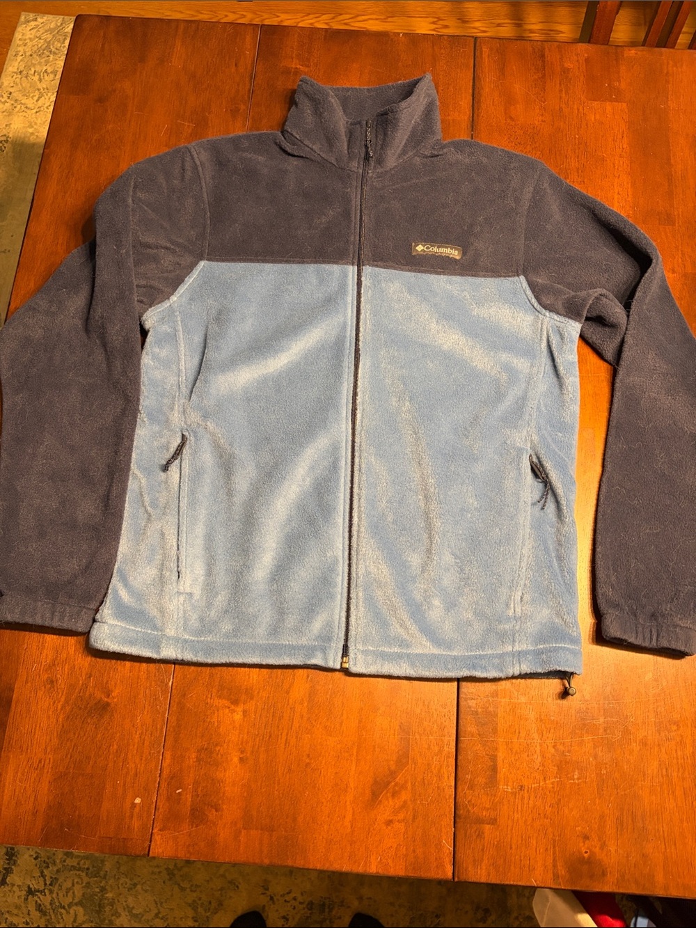 Columbia Men's Two-Tone Light Blue and Navy Full-Zip Fleece Jacket